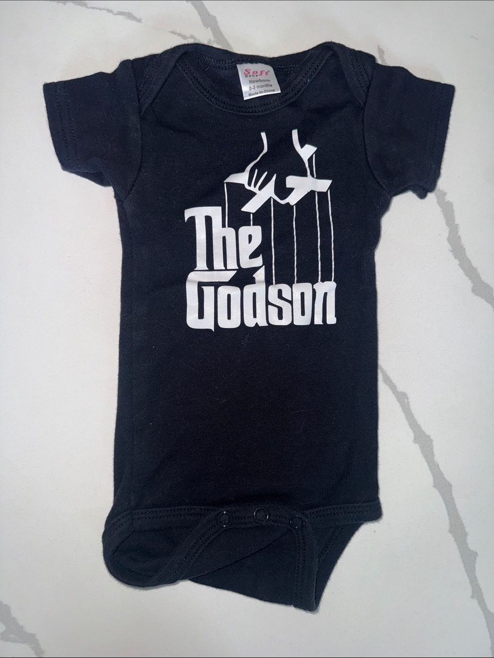 'The Godson' Black Baby One-Piece